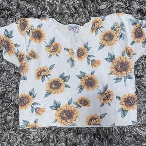 Denim Republic Cropped Knit Sunflower Top